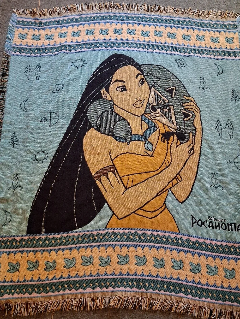 Vintage Disney Pocahontas Tapestry Throw Blanket